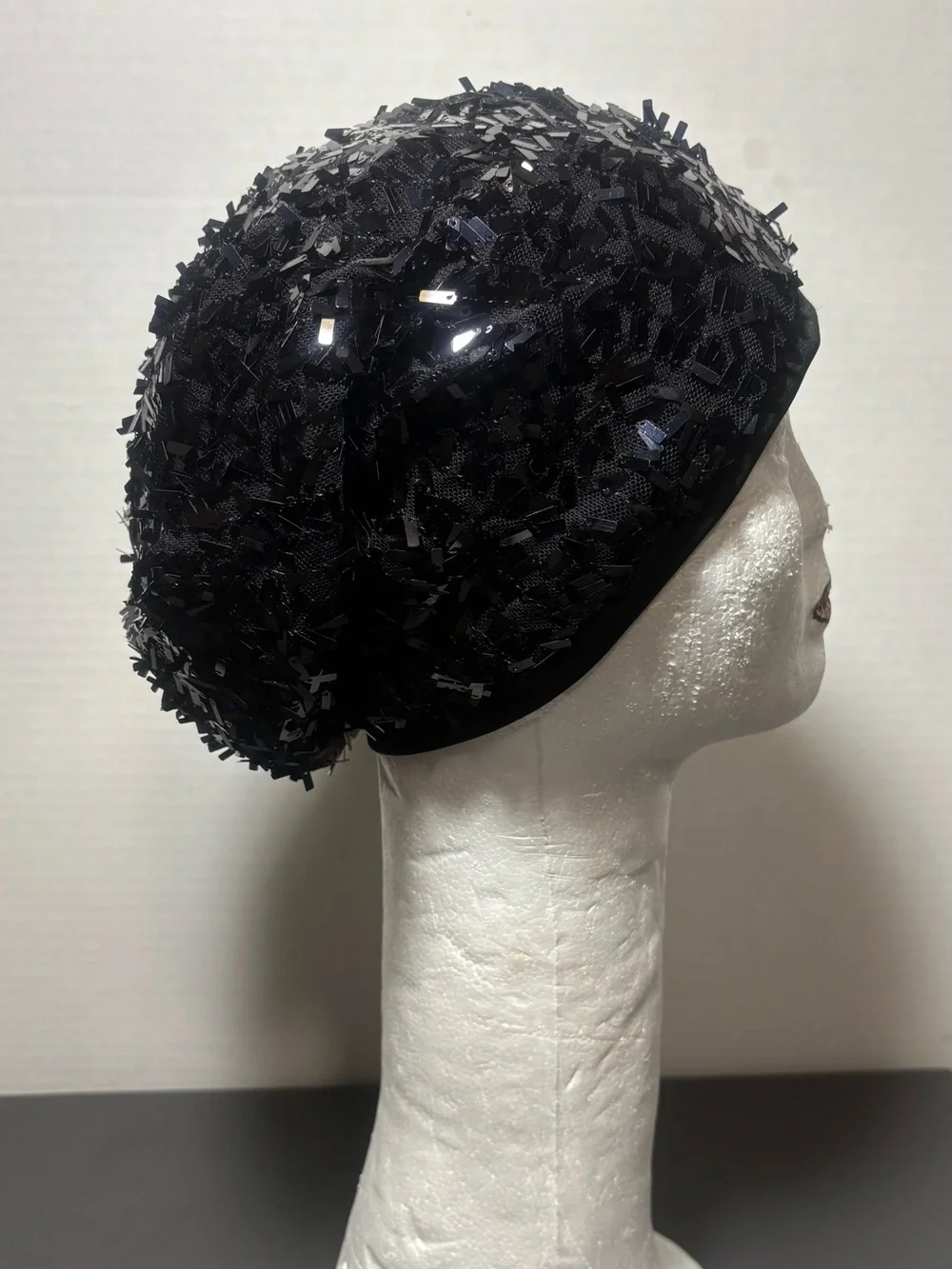Sequined Black Beanie Hat